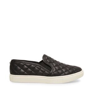 Steve Madden ECENTRCQ Black Leather Quilted Slip-On Sneakers - Size 6